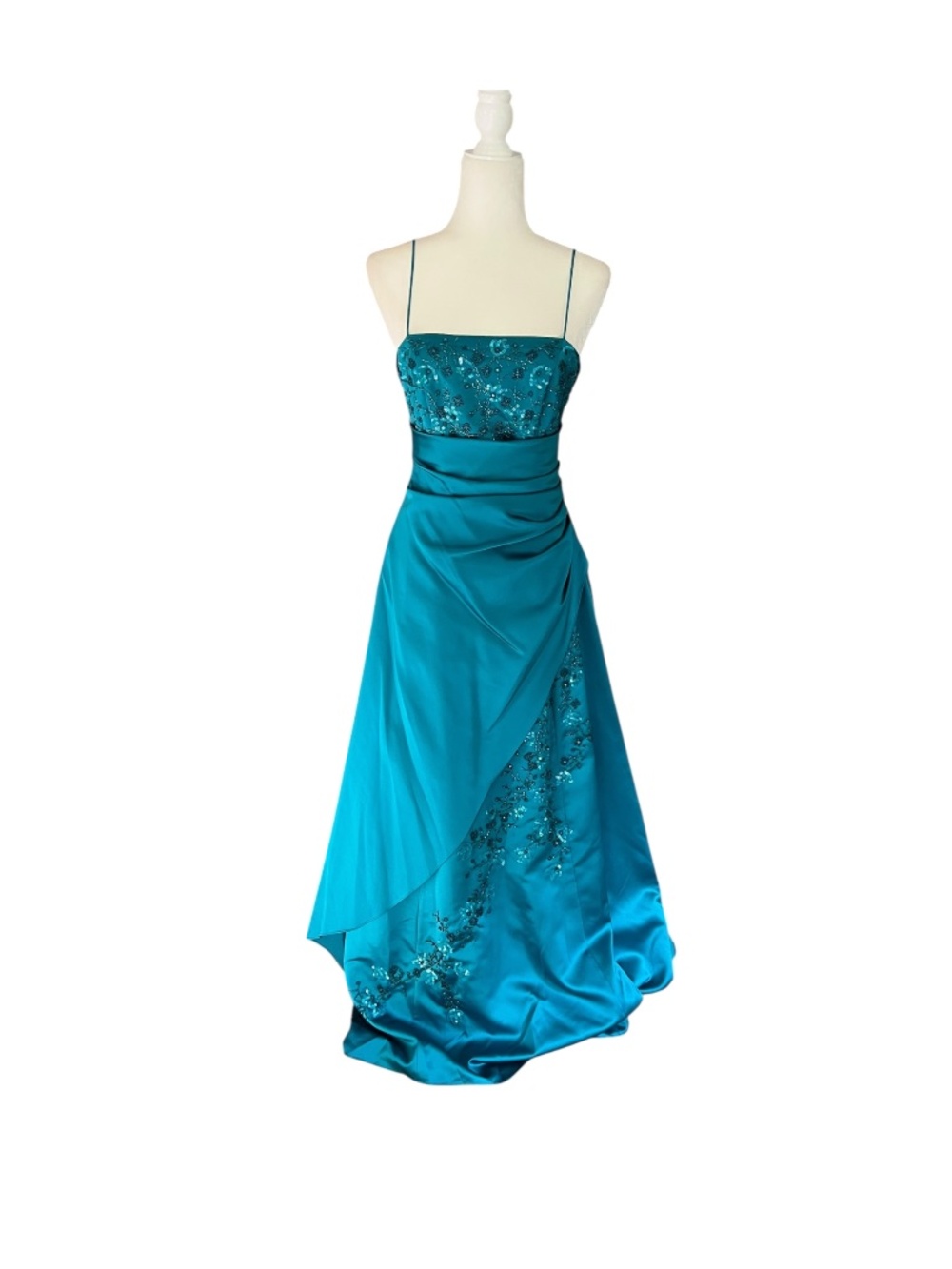 Vintage 90's Y2K Teal Beaded Gown Size 5
